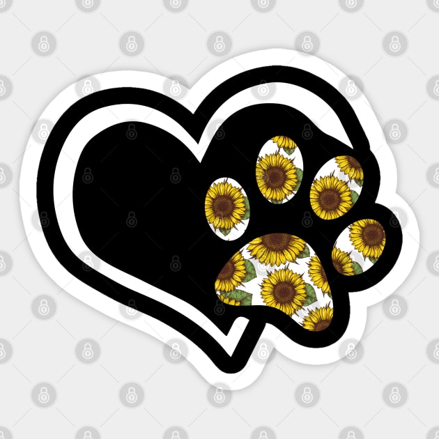 Pawz Sunflower Shirt - Heart Sunflower Dog Paw Gift Sticker by HomerNewbergereq